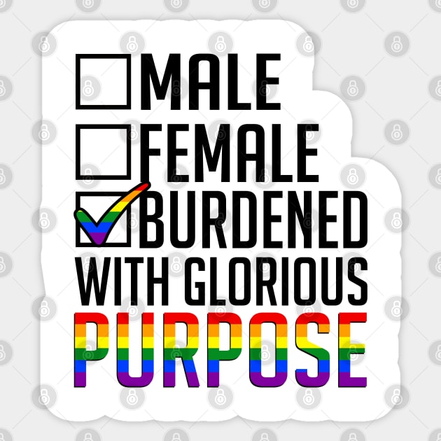 LGBT Burdened With Glorious Purpose Pride Month Personalized Sticker by Sunset beach lover